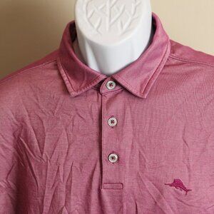 Tommy Bahama Men's solid dark pink short sleeve golf polo Medium M
